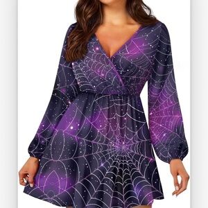 Elegant Purple and Black Women's Dress